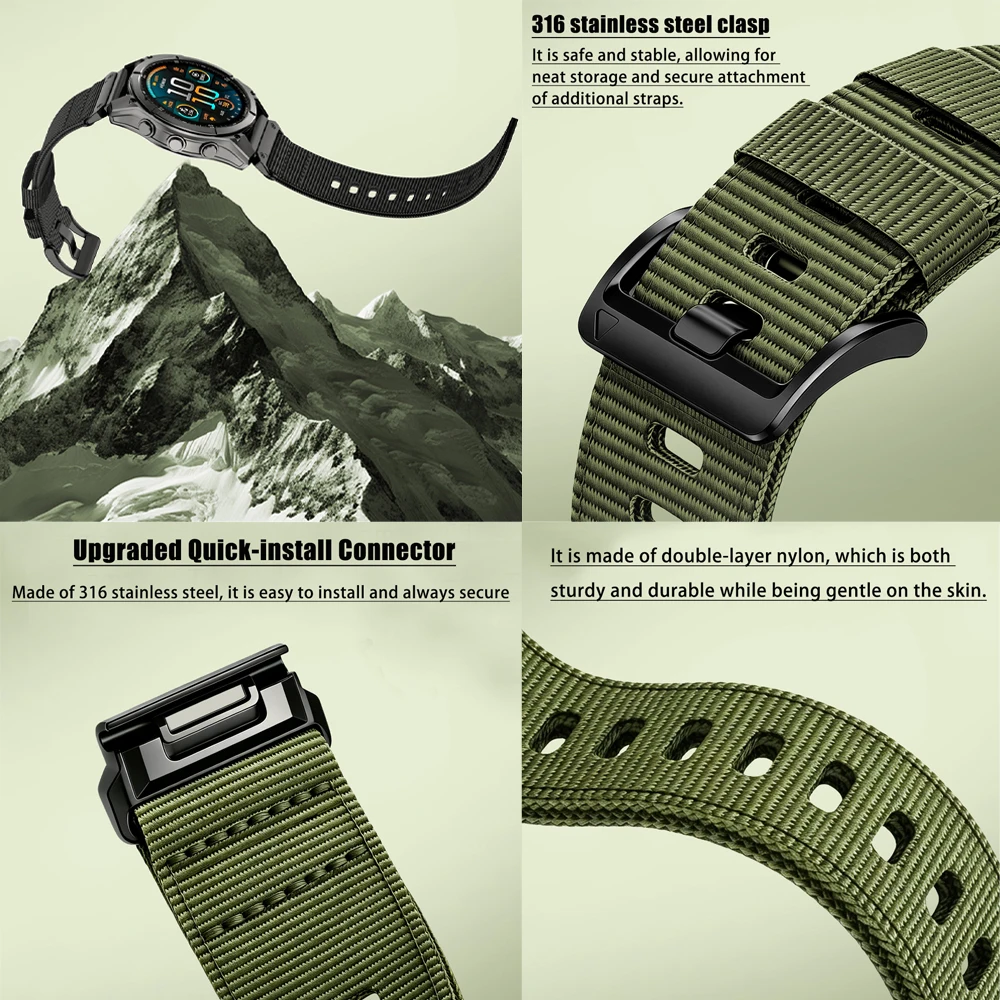 Nylon Quick Fit Strap with Loop Band - 26mm/22mm