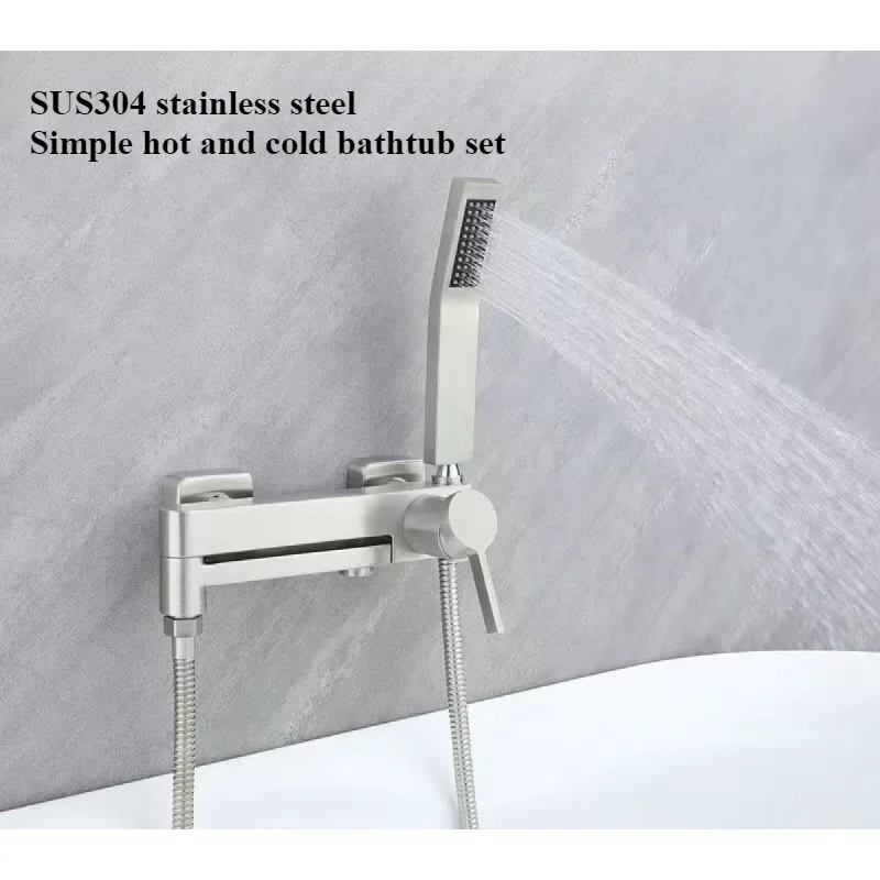 ก๊อกน้ําอ่างอาบน้ําสแตนเลส 304 วาล์วผสมร้อนและเย็นง่ายชุดหัวฝักบัวหัวฉีด 1