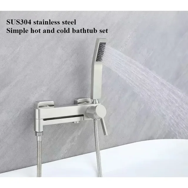 ก๊อกน้ําอ่างอาบน้ําสแตนเลส 304 วาล์วผสมร้อนและเย็นง่ายชุดหัวฝักบัวหัวฉีด 1 ก๊อกน้ําอ่างอาบน้ําสแตนเลส 304 วาล์วผสมร้อนและเย็นง่ายชุดหัวฝักบัวหัวฉีด 1