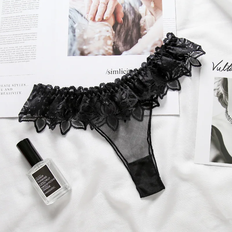 

Sexy Women's Lace Panties Underwear Seamless Transparent Thongs Low Waist Soft Lady Lingerie Thin G-String Woman String