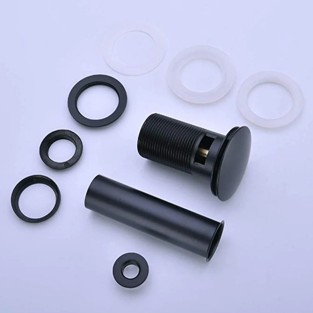 Black Basin Sink Drainer Corrosion Resistant Easy To Clean Pop Up Button Round Hole Bathroom Hotel Drainer