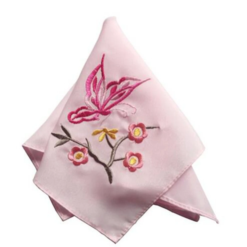 

Изысканный свадебный шелковый вышитый носовой платок ретро Дамский Шелковый платок