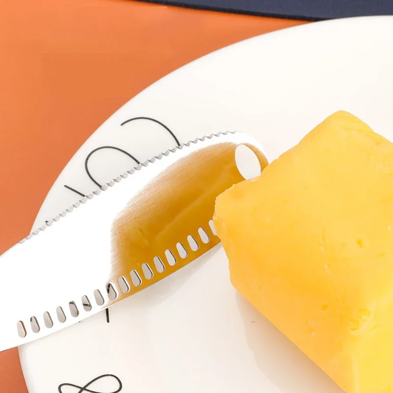 1Pc Multifunction Stainless Steel Butter Knife Hole Cheese Dessert Cutlery Toast Wipe Cream Bread Cutter Tableware Kitchen Tools
