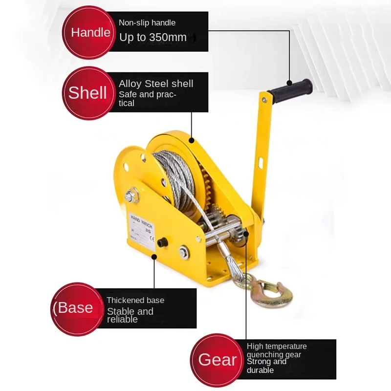 Low price 1200LB two-way self-locking small manual winch with automatic brake manual winch tractor portable