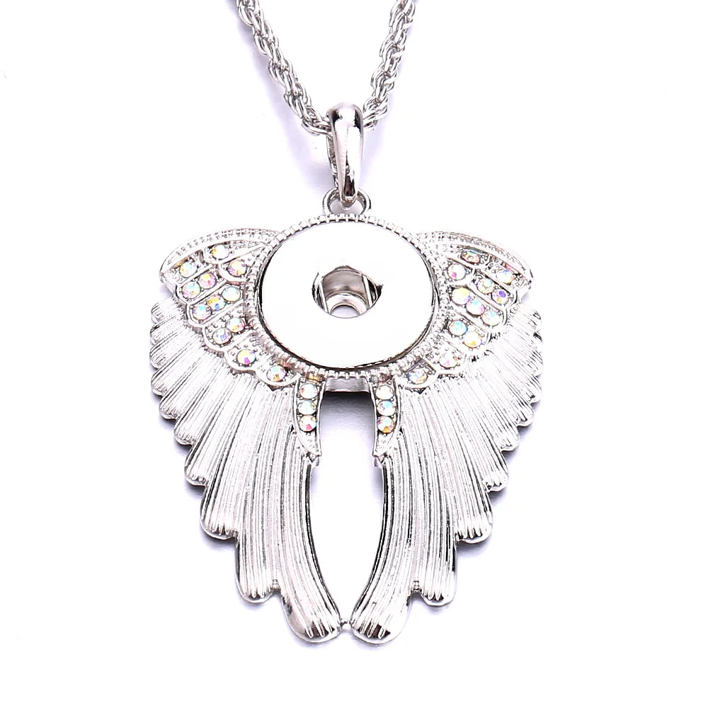 10pcs New Style Metal Crystal Angel Snap Button Necklaces Fit 18mm Snap Buttons Jewelry For Women