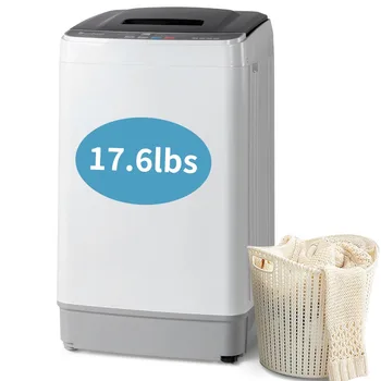 17.6 Pounds Household Automatic Electric Washing Machine for Apartment Clothing 1