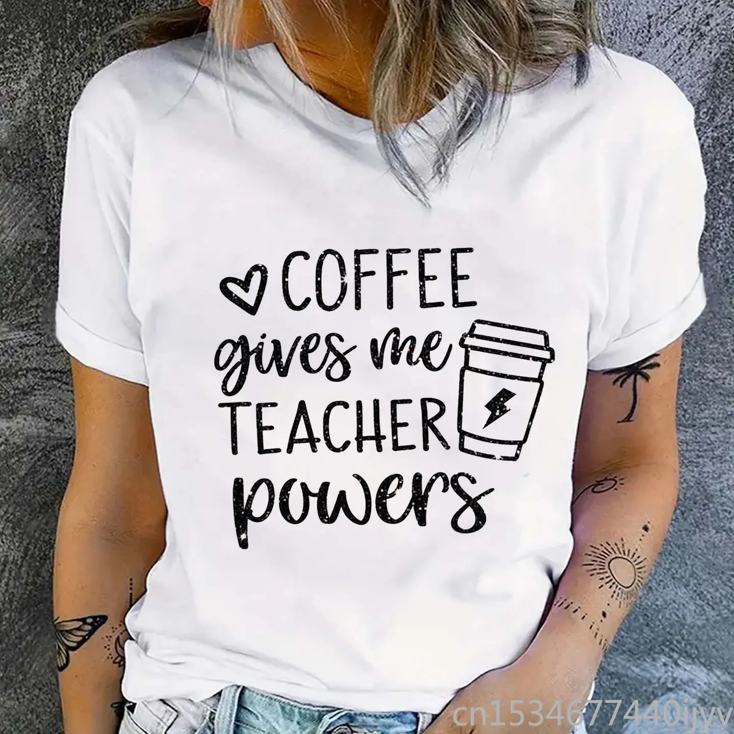 

Coffee Gives Me Teacher Powers T-shirt Teacher T Shirt Short Sleeve O Neck Loose Women Tshirt Ladies Tee Shirt Tops Camisetas