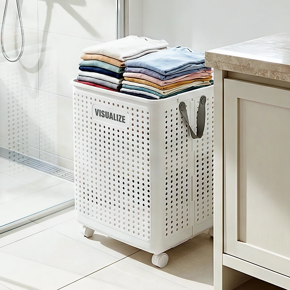 Voltsify Collapsible Portable Laundry Basket Smooth Round Edge Collapsible Clothes Hamper, Space-Saving Bathroom Bedroom Storage Bin