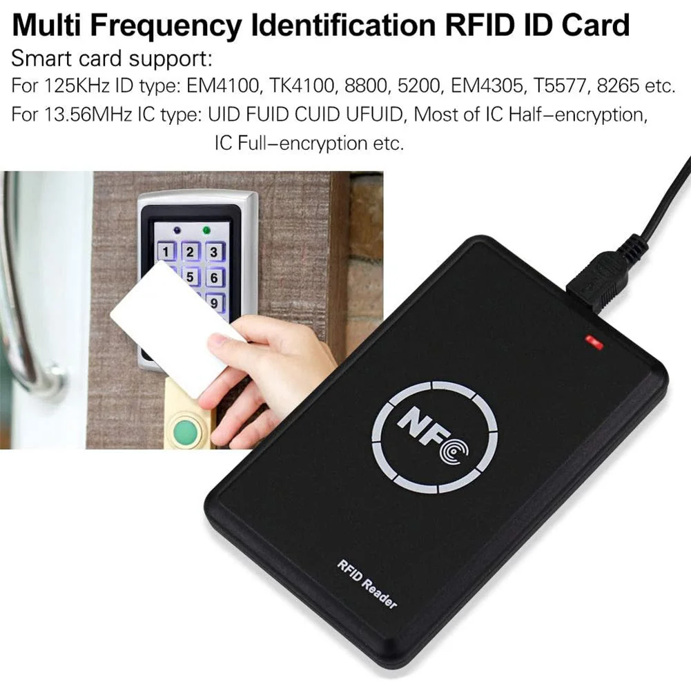 125KHz Card Duplicator 13.56MHz/125KHz/250KHz NFC Tag Replicator Free Software RFID 125KHZ Reader Door Access Control System