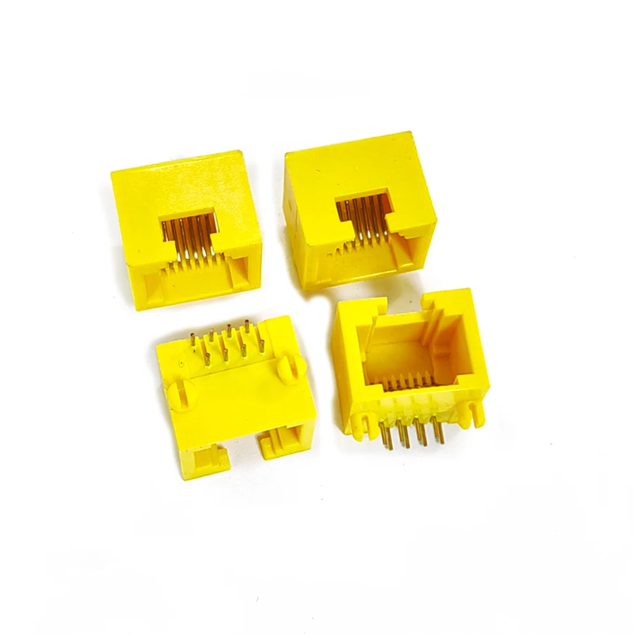 50 stücke/Los 8004 Mini rj45 8 p8c Buchse Stecker kurze Kunststoff gelbe Farbe Netzwerk Internet modular