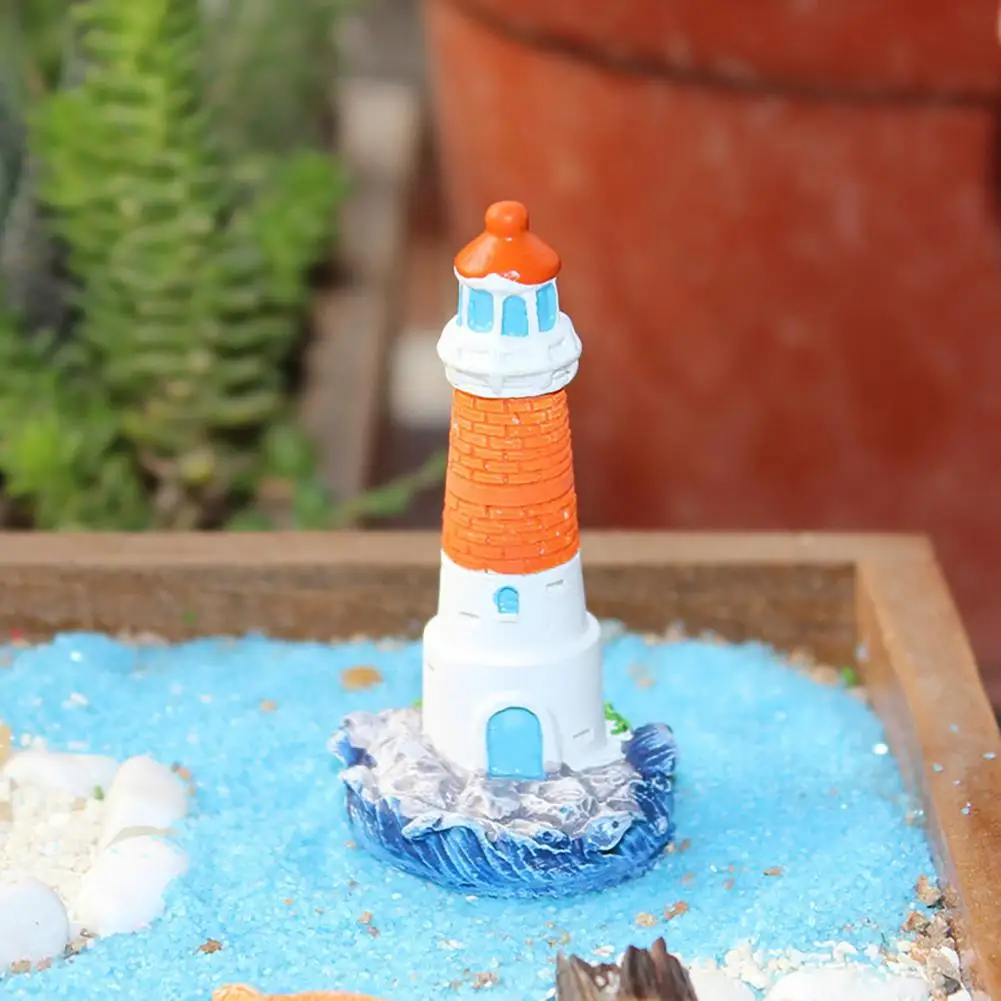 Lighthouse Sculpture  Cute Micro Landscape Lighthouse Figurine  Eye-catching Garden Miniature