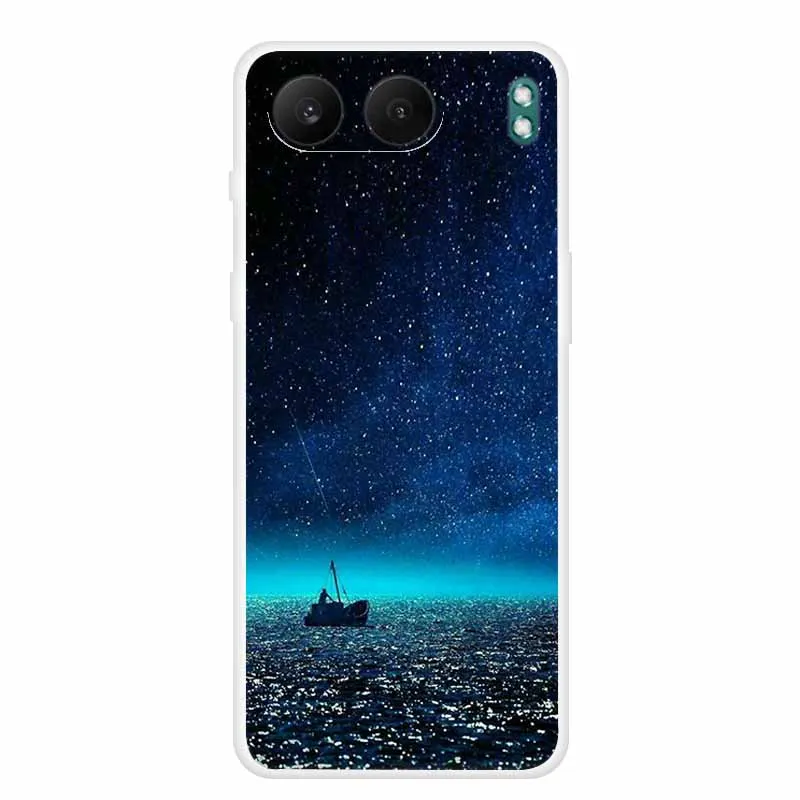 Clear Silicone Case with Landscape Flower Design - Soft TPU Back Cover