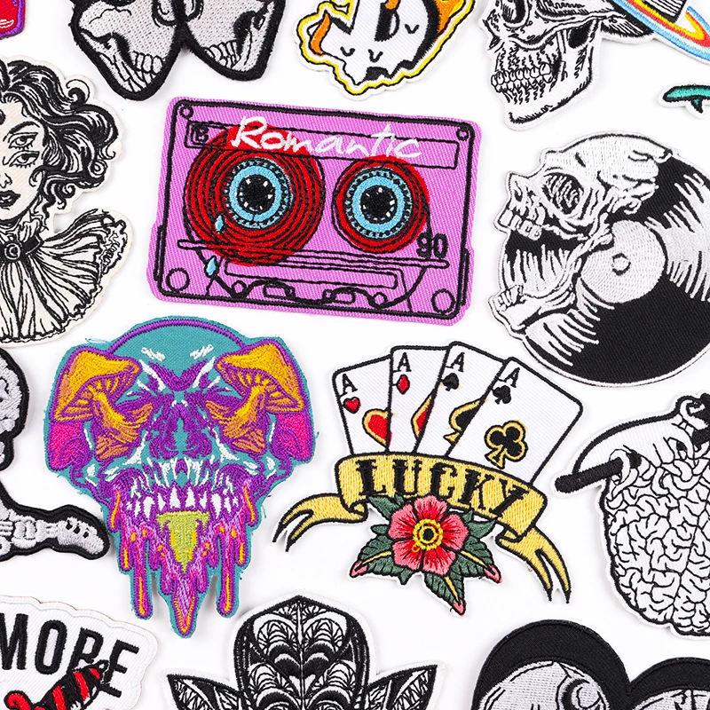 

Dream Tape Decoration On Clothes Iron On Patches For Clothing Fusible Patches DIY Scary Mushroom Embroidery Applique On Backpack