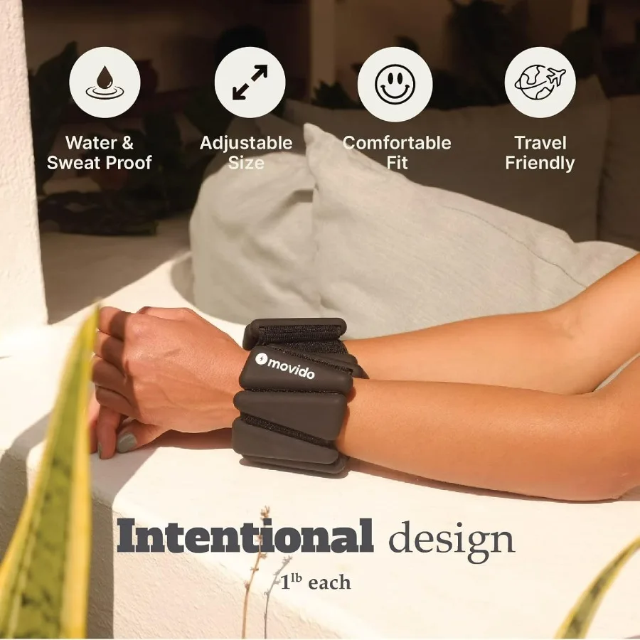 Wrist and Ankle Weights | 1 lb each (2 per set) | Adjustable Workout Weights for Women and Men | Perfect for Yoga, Walking, Pila