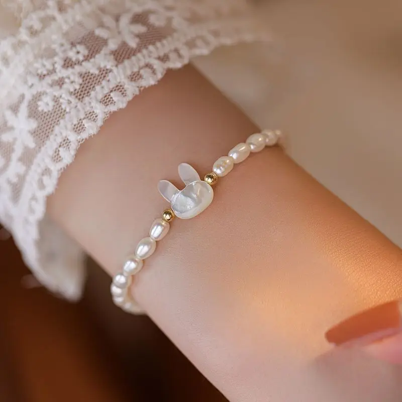 

New Arrival Natural Freshwater Pearl Sweet Rabbit Animal 14K Gold Filled Female Bracelet Promotion Jewelry For Women Cheap Gifts