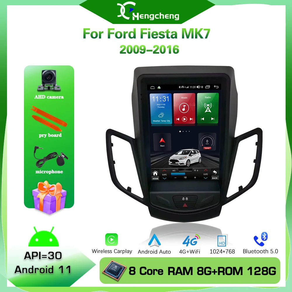 

10.4 inch For Ford Fiesta MK7 2009 -2016 multimedia player GPS navigation car radio stereo Android 11 8+128G Carplay 4G LTE RDS