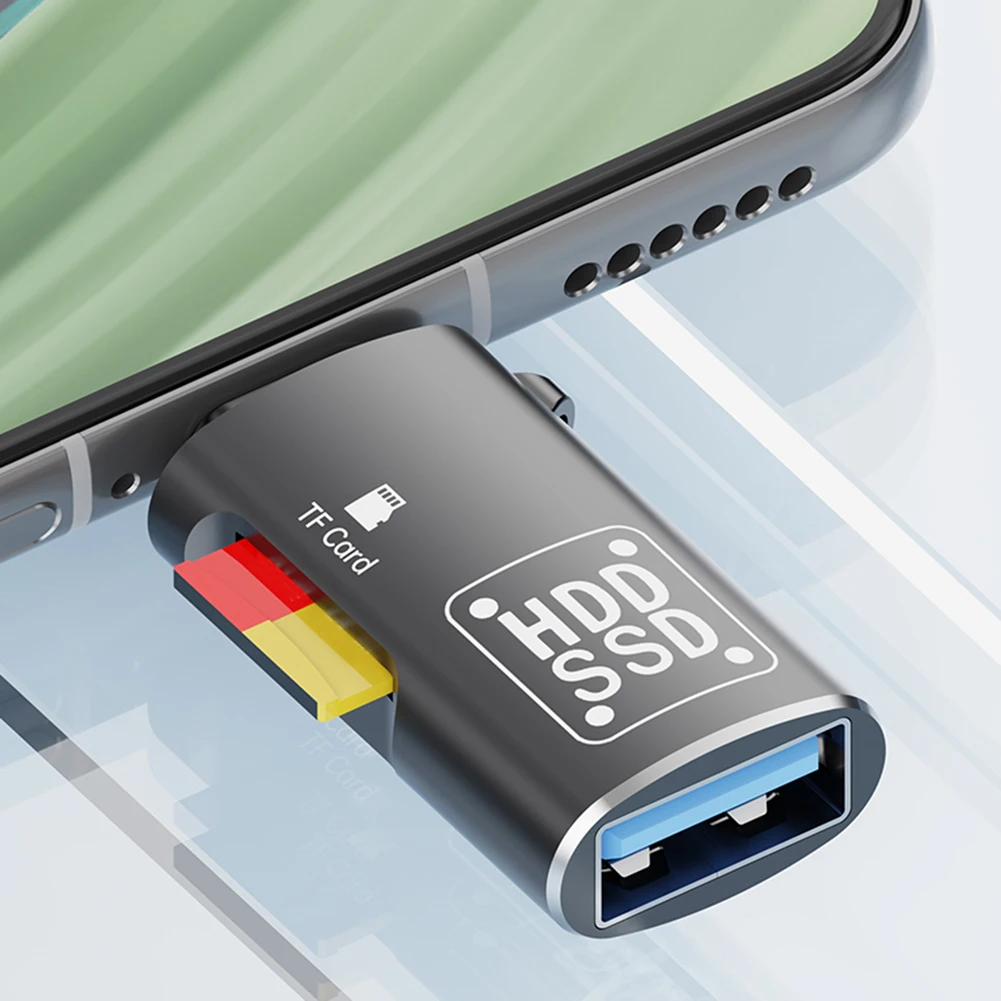 2 In 1 Type-C USB 3.0 카드 판독기 휴대 전화 카드 판독기 OTG TF USB C TF iPhone 15 용 마이크로 SD 카드 판독기