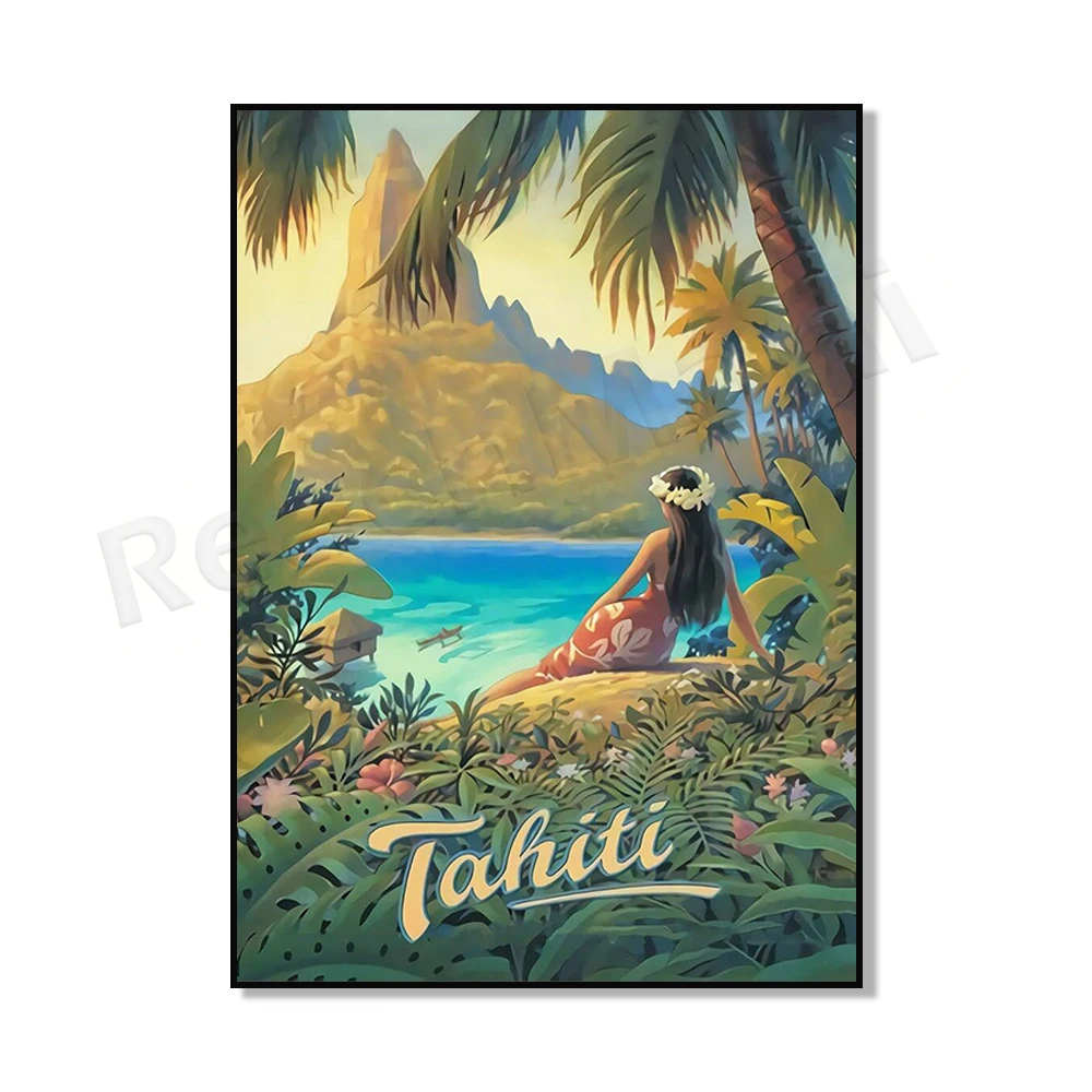 Tahiti poster, French Polynesia, Bora Bora, Mount Otemanu