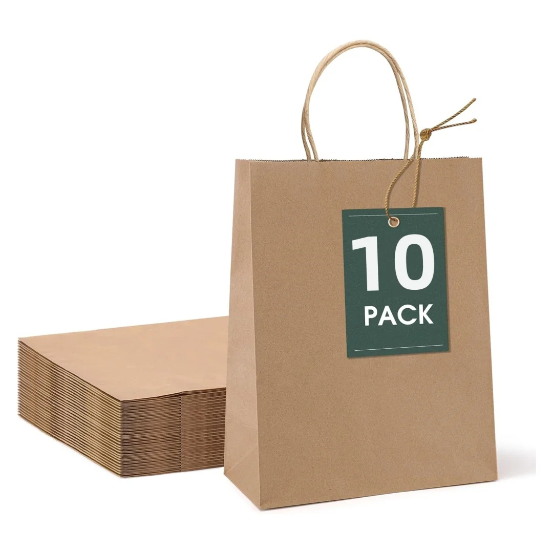 Versatile Brown Kraft Paper Gift Bag with Handle