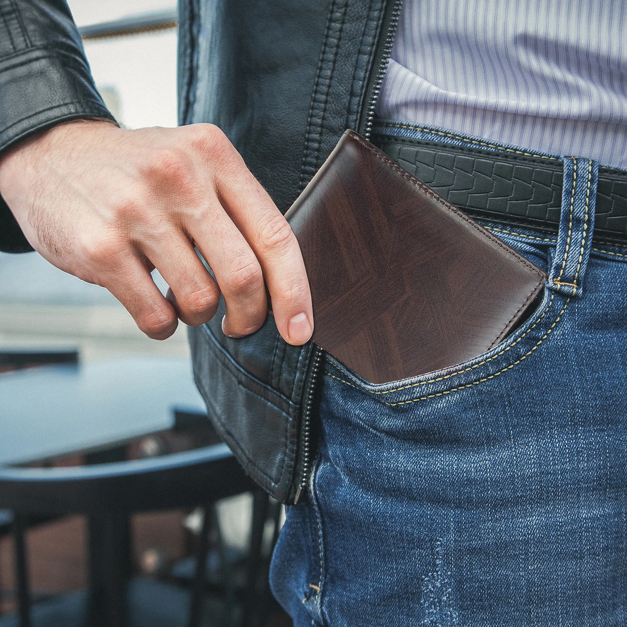 Schlanke Herren-Geldbörse, Kreditkarten-Ausweishalter, lässige Herren-Geldbörse aus Leder, kurze Geldbörse mit mehreren Karten, Business-Herren-Geldbörse – Detail 7