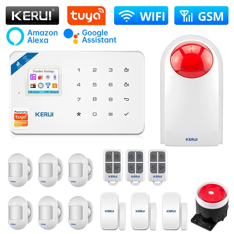 KERUI Tuya Smart W181 sistema de seguridad para el hogar antirrobo WIFI GSM unidad Central Panel de alarma Smart Life AP