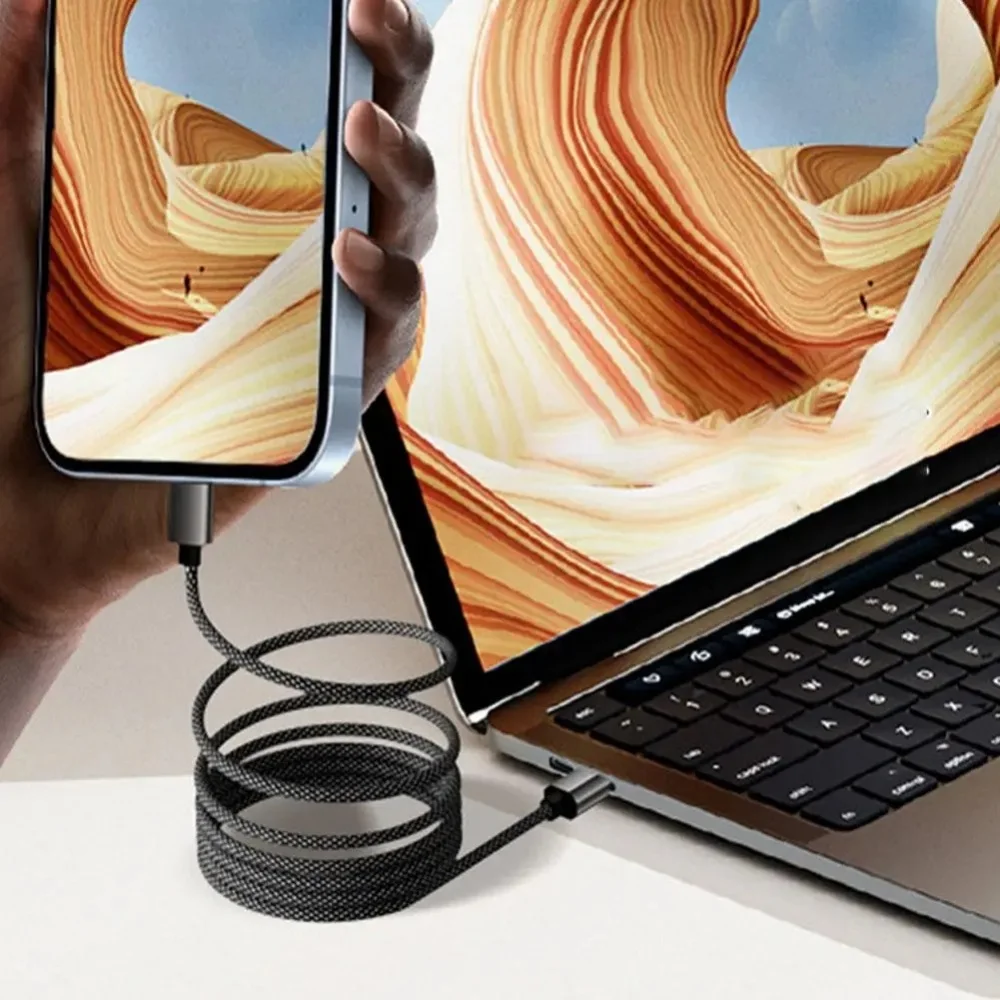 65W 타입 C 마그네틱 자가 보관 고속 충전 케이블 1M USB 브레이디드 엉킴 방지 타입 C 데이터 케이블 (아이폰 15, 삼성, 화웨이용)