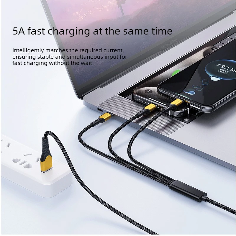 High-Speed 3-in-1 USB Type C Fast Charging Cable
