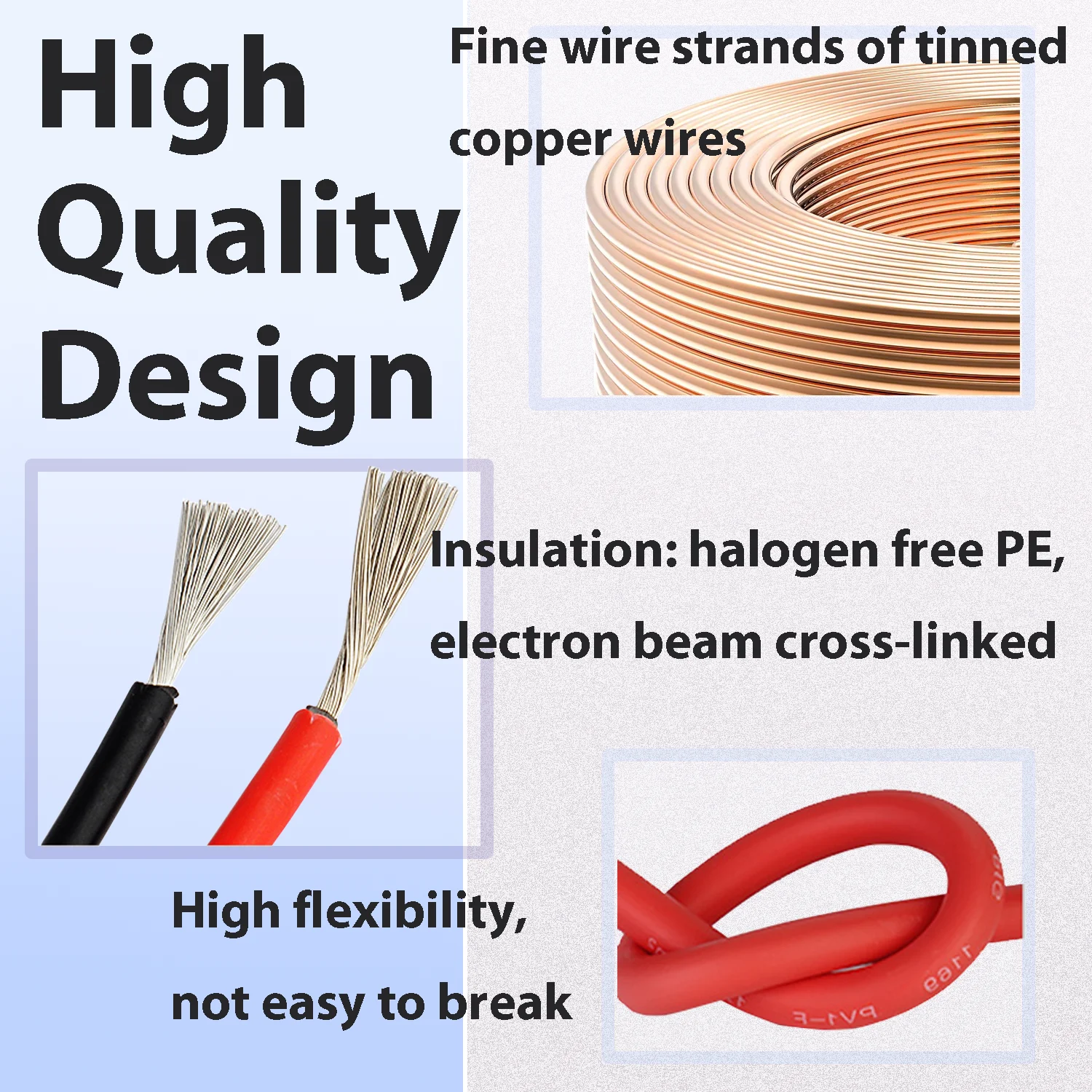 Solar Power Cable 4mm2 12AWG PV Photovoltaic Cable For PV Panels Connection 5/10/20m