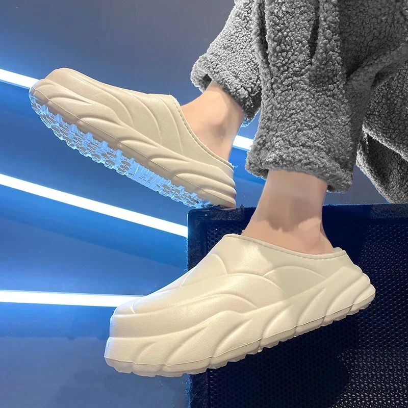 Men Cotton Slipper Winter Black Plush Indoor House Shoes Casual Flats Sports Warm Thick Sole Fur Slipper for Men