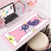 Tapete de borracha natural antiderrapante do rato do jogo da borda de travamento mousepad do gamer do computador da grande almofada 100x50cm do rato de cardcaptor sakura