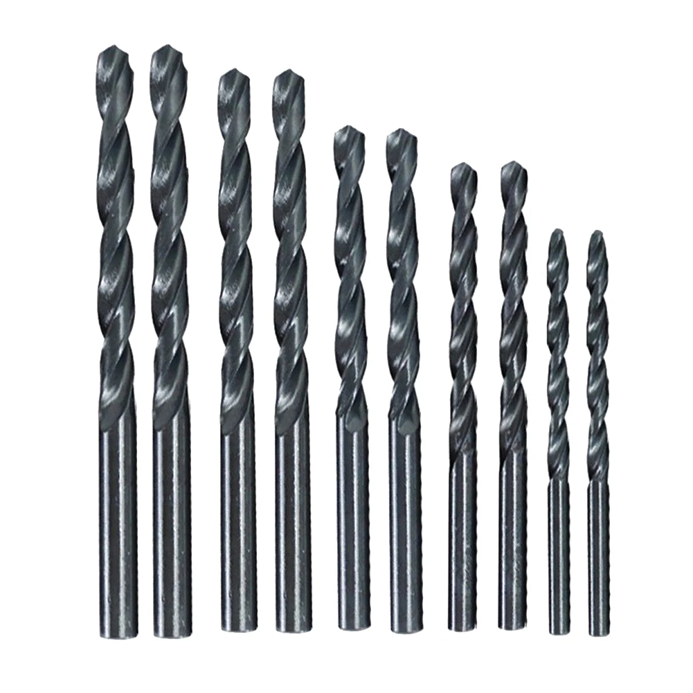 

10PCS Hss Black Coated Wring Drill Bit Carbon Steel For Wood Metal Plastic Steel 3/4/5/6/8mm Power Tools Replacement Accessories