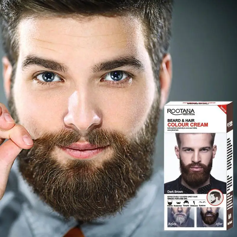 Beard Coloring For Men Men's Beard Mustache Shampoo Dye 60ML Mustache Dye Kit Long-Lasting Coloring Cream