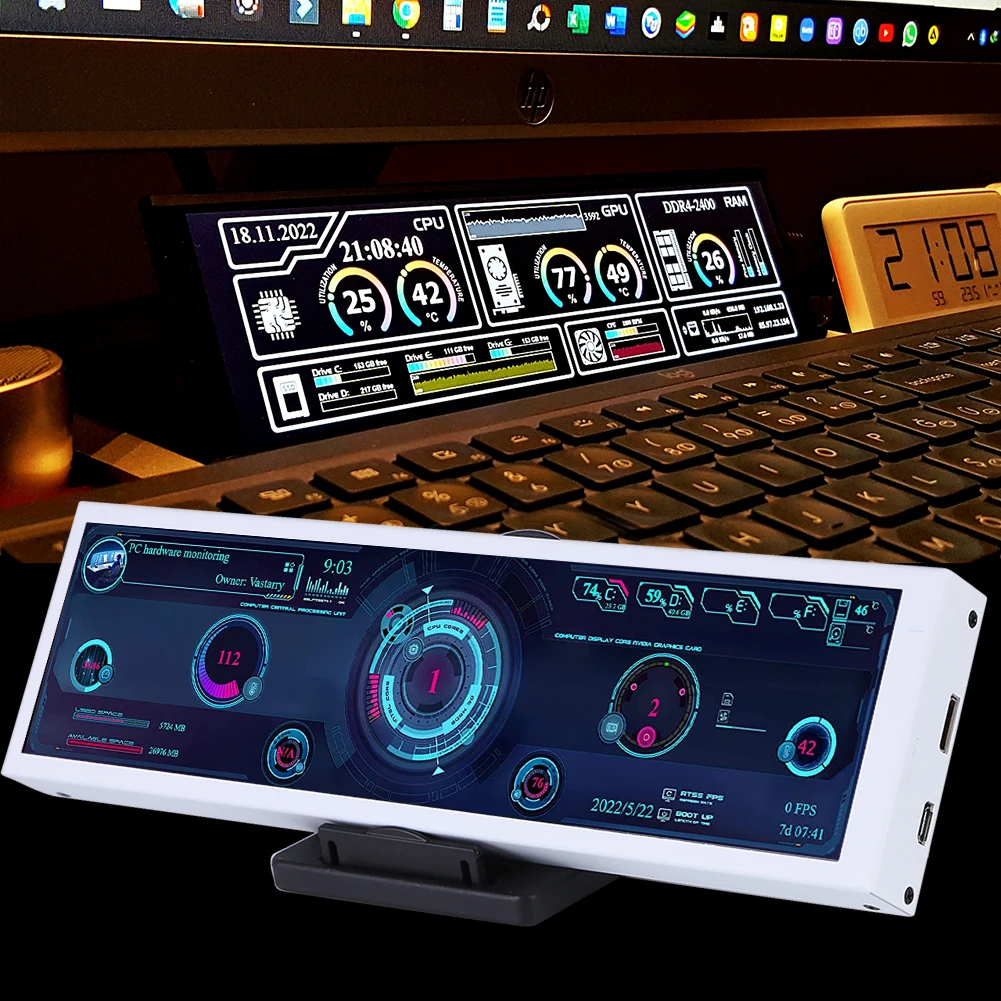    Ʈ ÷  8.8 ġ LCD ȭ 1920x480, HD ̹  , AIDA64  ȭ 