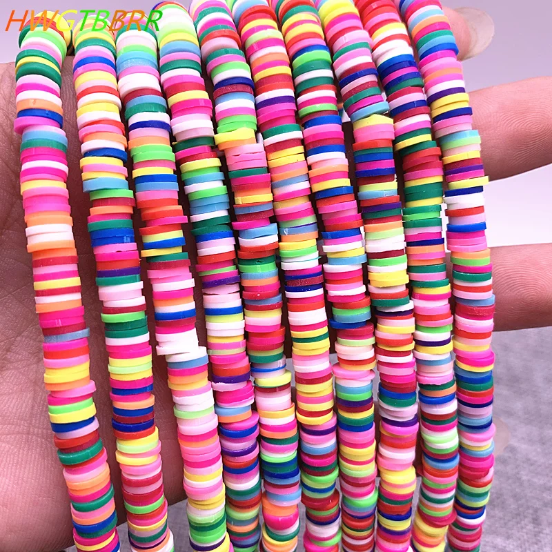 Perles d'argile polymère plates et rondes de 6mm pour filles, fabrication de bracelets, colliers et accessoires de bracelets Diy