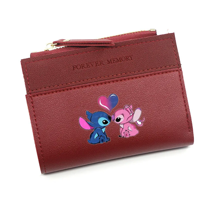 Disney Stitch Anime Mini portafoglio Lilo and Stitch portafoglio corto da donna simpatico portamonete in pelle PU portamonete multifunzionale