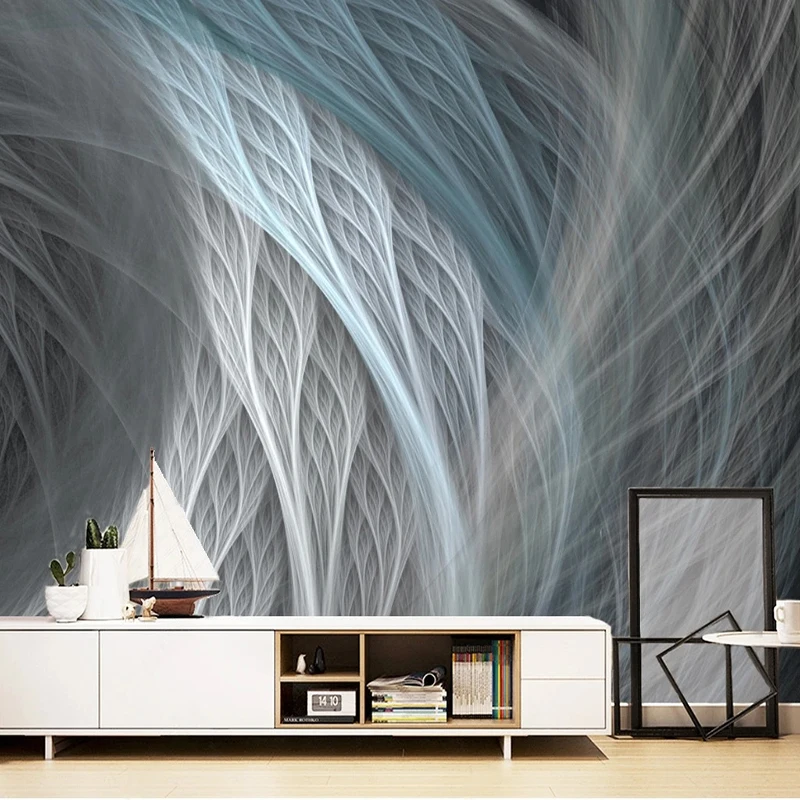 Custom Mural Wallpaper Nordic Style Modern 3D Abstract Line Feather Decoration Background Wall Decor Living Room Papel De Parede