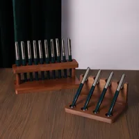 1PC Walnut Wood Multifunction Desk Organizer - Pen Holder, Phone Stand & Storage Solution for Office and School 1