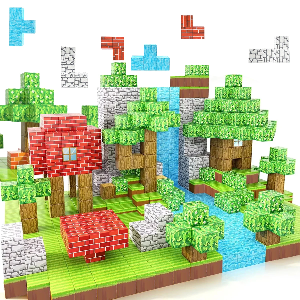 Magnetic Blocks-Build Mine Magnet World Set for Boys & Girls Age 3+ Sensory Toys for Toddlers Gifts Construction Toys