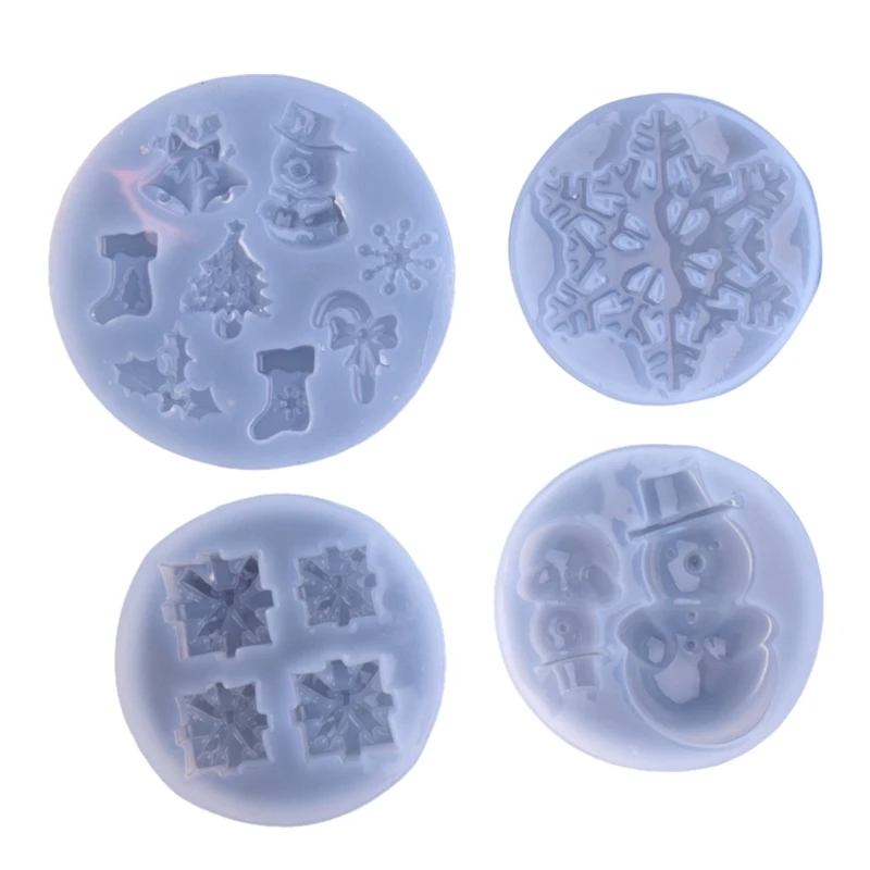 E0BF Christmas Stocking Silicone Mold Cake Baking Molds Snowflake/Snowman Chocolate Making Mould Unique Decorations 2pcs 6 cavity christmas snowflake silicone cake soap mold diy handmade pudding chocolate mold kitchen baking tools