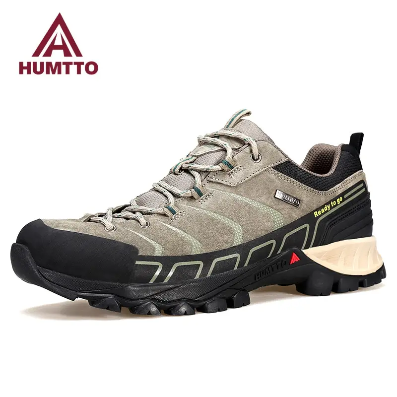 HUMTTO-Chaussures de randonnée imperméables pour hommes, baskets de sport, bottes de montagne, chaussures de trekking en cuir, bottes de travail en plein air, baskets de marche