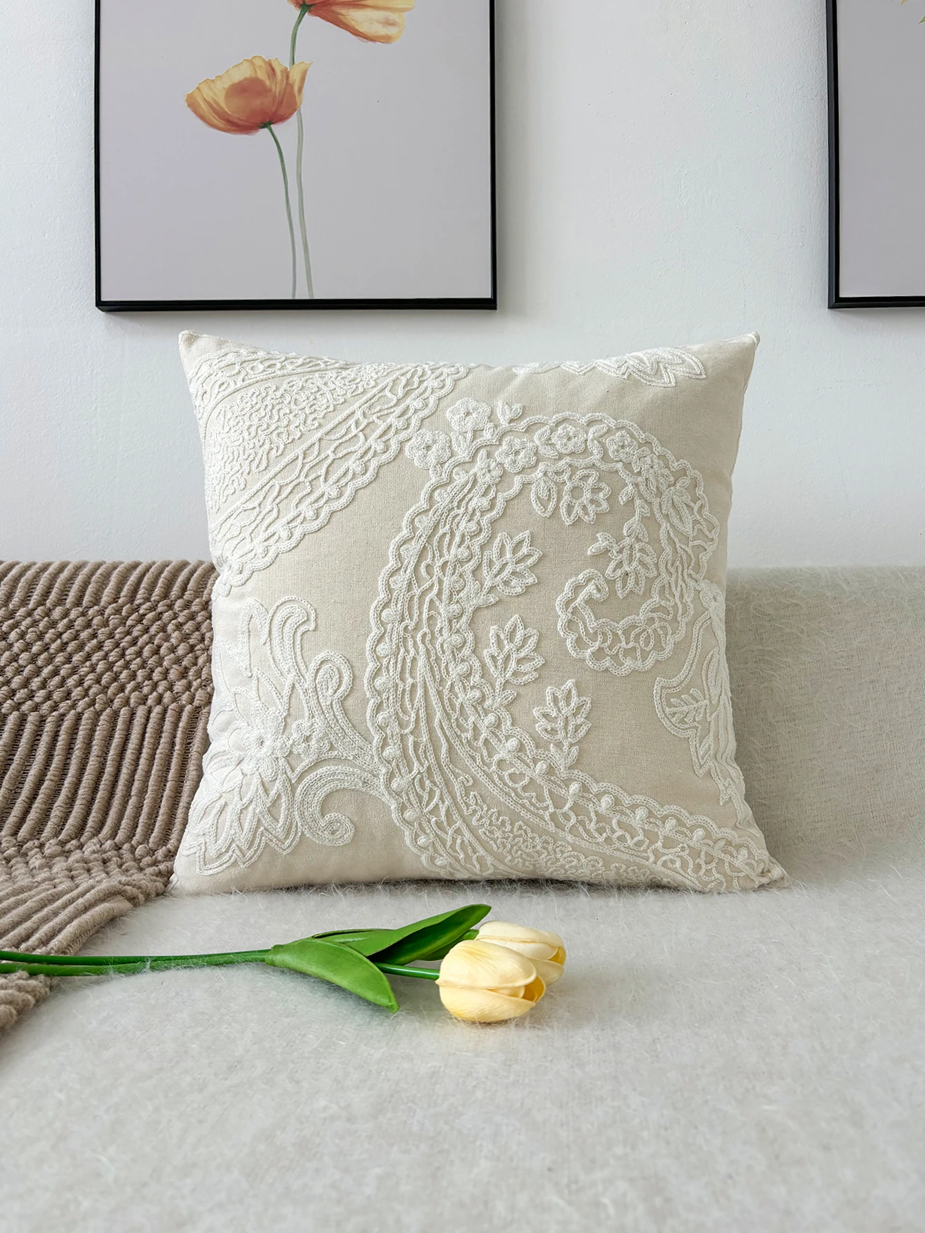 1pc, Embroidery Throw Pillow Without Insert, Decorative Throw Pillow Cushion, For Living Room Bedroom Sofa Home Decor 3