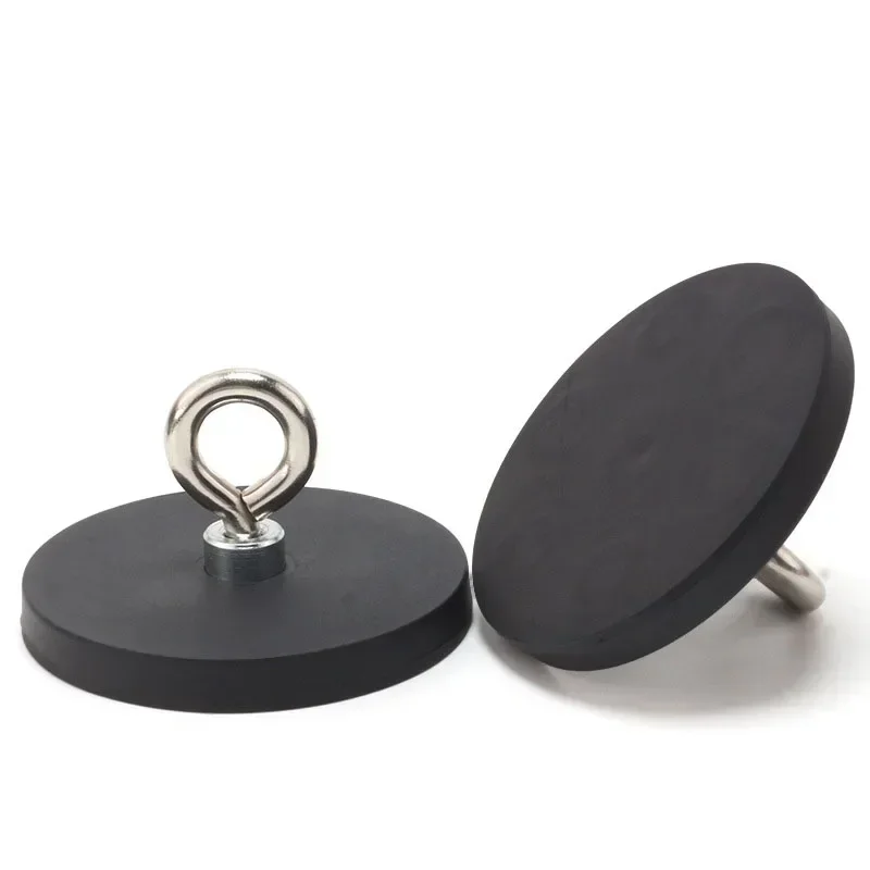 5Pcs Strong Magnetic Hooks Rubber Coated Hanging Ring Magnets D22/31/43/66/88mm Strong Neodymium Magnets Fishing Salvage Search neodymium magnets magnetic hooks fishing magnets round magnets