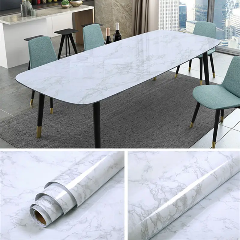 60/80cm Width Marble Wallpaper Contact Paper Waterproof Oil-proof Wall Stickers PVC Self Adhesive Kitchen Countertop Home Design unique design non contact breathalyzers tester fast