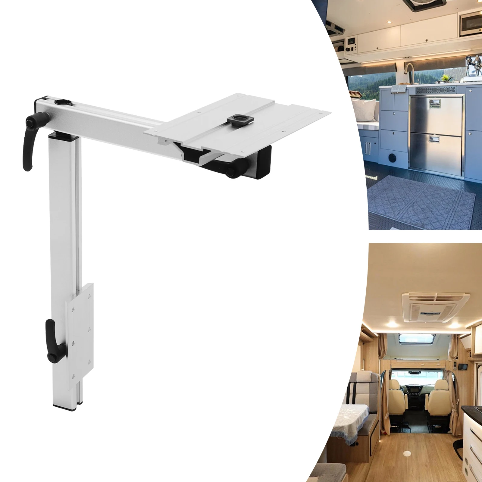 RV 360&deg;Silver Aluminum Alloy Rotatable Table Leg Support Load-bearing Capacity 50kg/110.23lbs Adjustable Table Leg