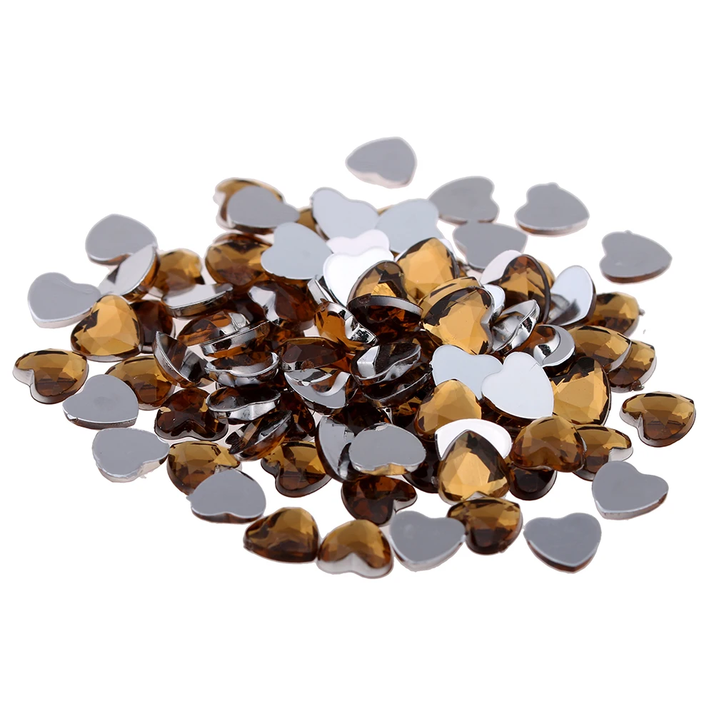 Nail Art Rhinestones 4mm 200pcs Heart Shape Gems Shiny Flat Facets Normal colors Acrylic Rhinestone Strass Nail Stickers