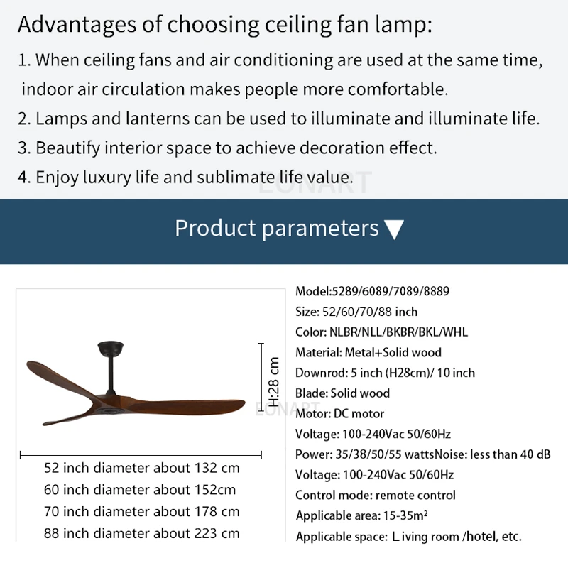 60 Inch Modern Solid wood DC Ceiling Fan Without Light Remote Control Wooden Ceiling Fans For Home 110V 220V Ventilador De Techo