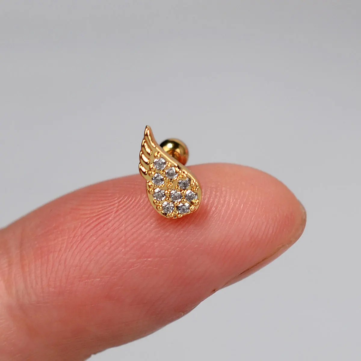 1PC Gold Farbe Blume Blatt Herz CZ Tragus Knorpel Helix Schraube Zurück Ohrring Kristall Stern Mond Piercing Stud für Frau Schmuck – Detail 26