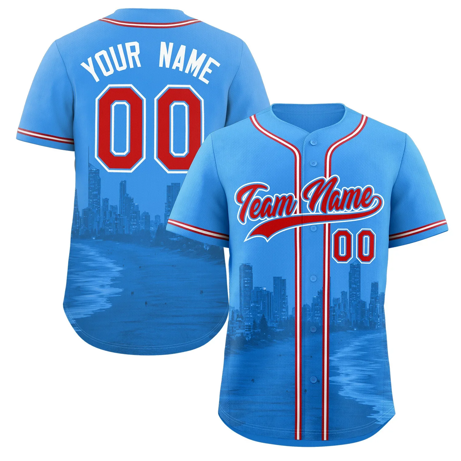 Light Blue Sewn Baseball Jersey Personalized Name And Number Unisex Customizable Sportswear from Mainland China AE Stock