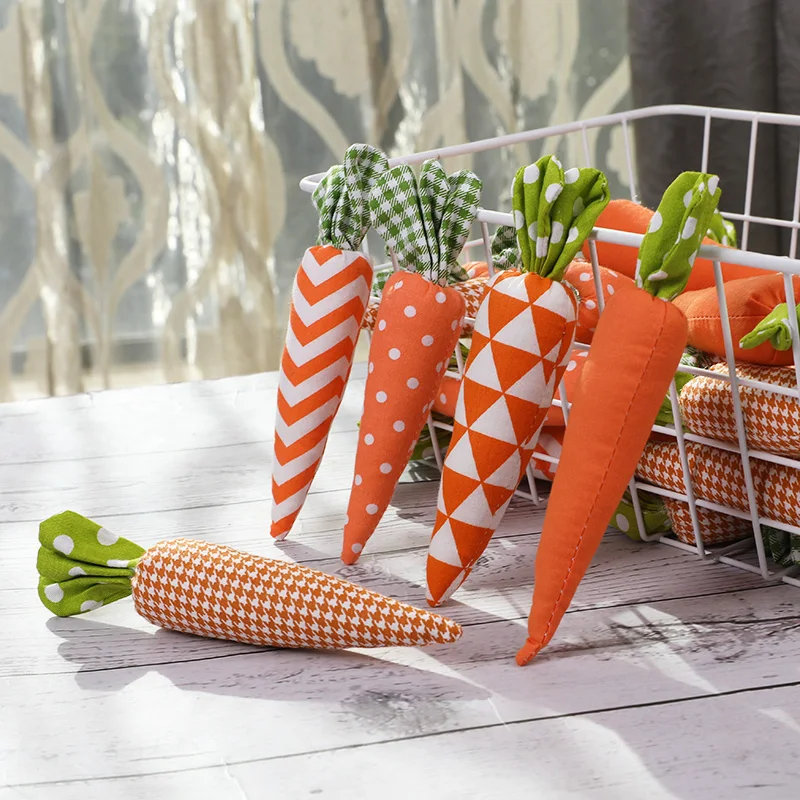 Simulated Fabric Easter Carrot Ornaments Artificial Vegetables Carrots Home Decors Easter Party Photo Props Kid Birthday Decors vegetable ornaments