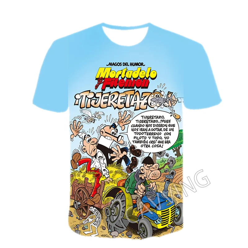 Stylish 3D Print Mortadelo y Filemón Graphic Casual T-Shirts - Unisex Harajuku Hip Hop Tops
